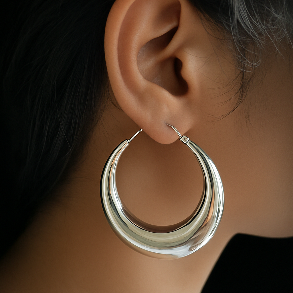 Twaksati 925 Pure Silver Hallmarked Big Hoop Fashionista Bali